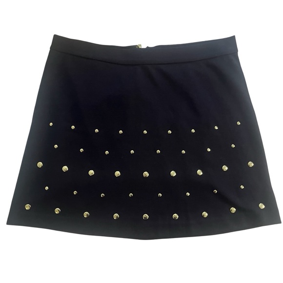 MK MICHAEL KORS Navy Mini Skirt with Gold Accents Sz L - Picture 1 of 6